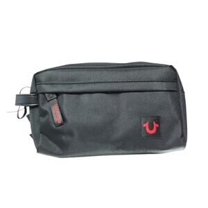 True Religion Black Travel Toiletry Bag Mens Aldis Nylon Dopp Kit Horseshoe Logo